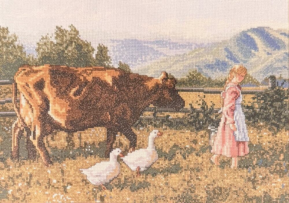 Elsa Williams Morning Walk Cross Stitch Kit 02146 Farm Vintage 1998 NOS Sealed